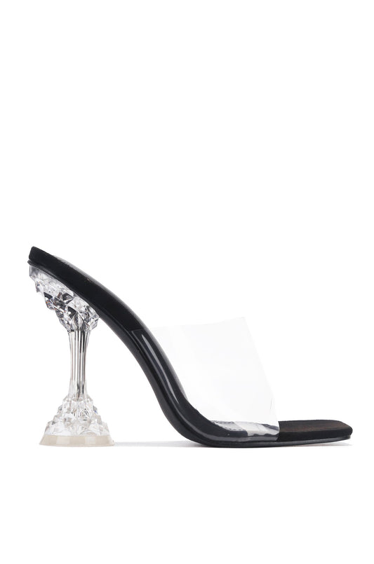 AHMEE SAYING HELLO CLEAR HEEL MULE-BLACK