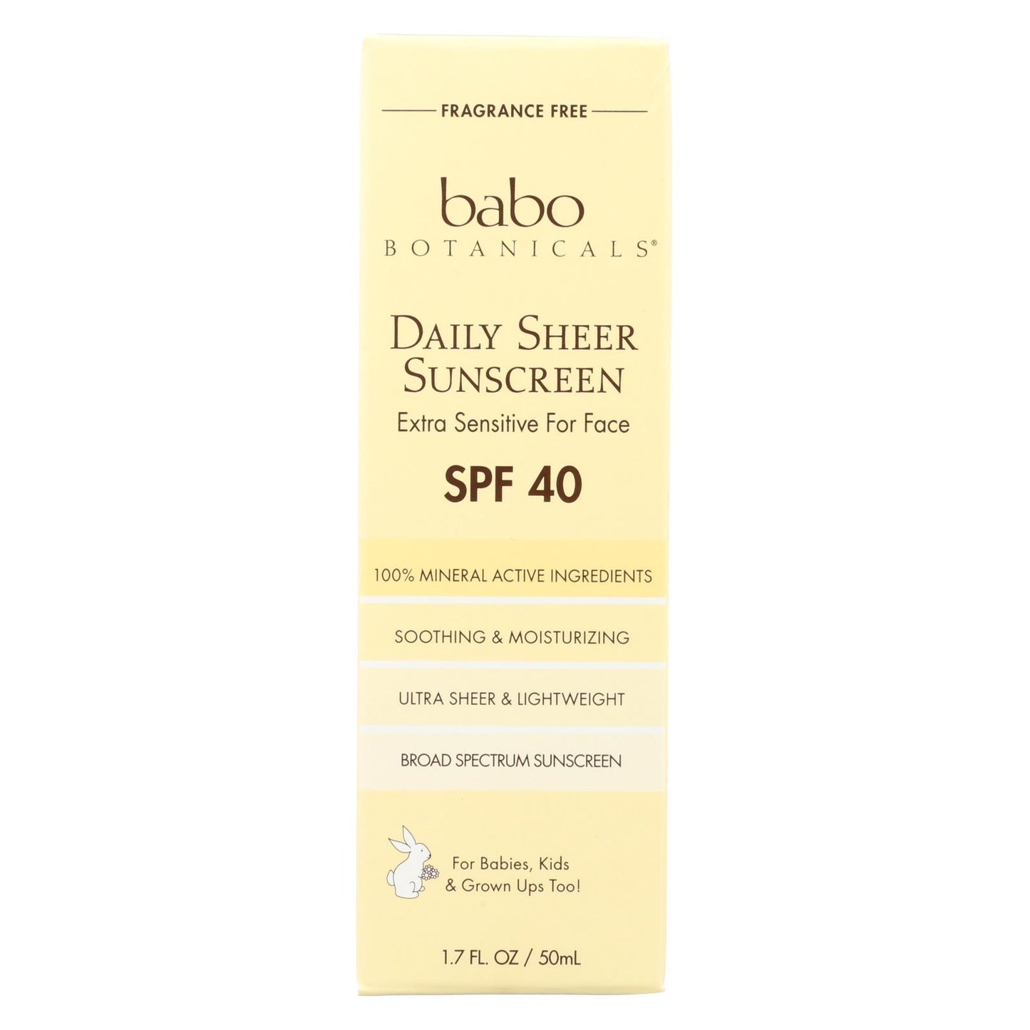 Babo Botanicals - Sunscreen - Daily Sheer - Spf 40 - 1.7 Oz