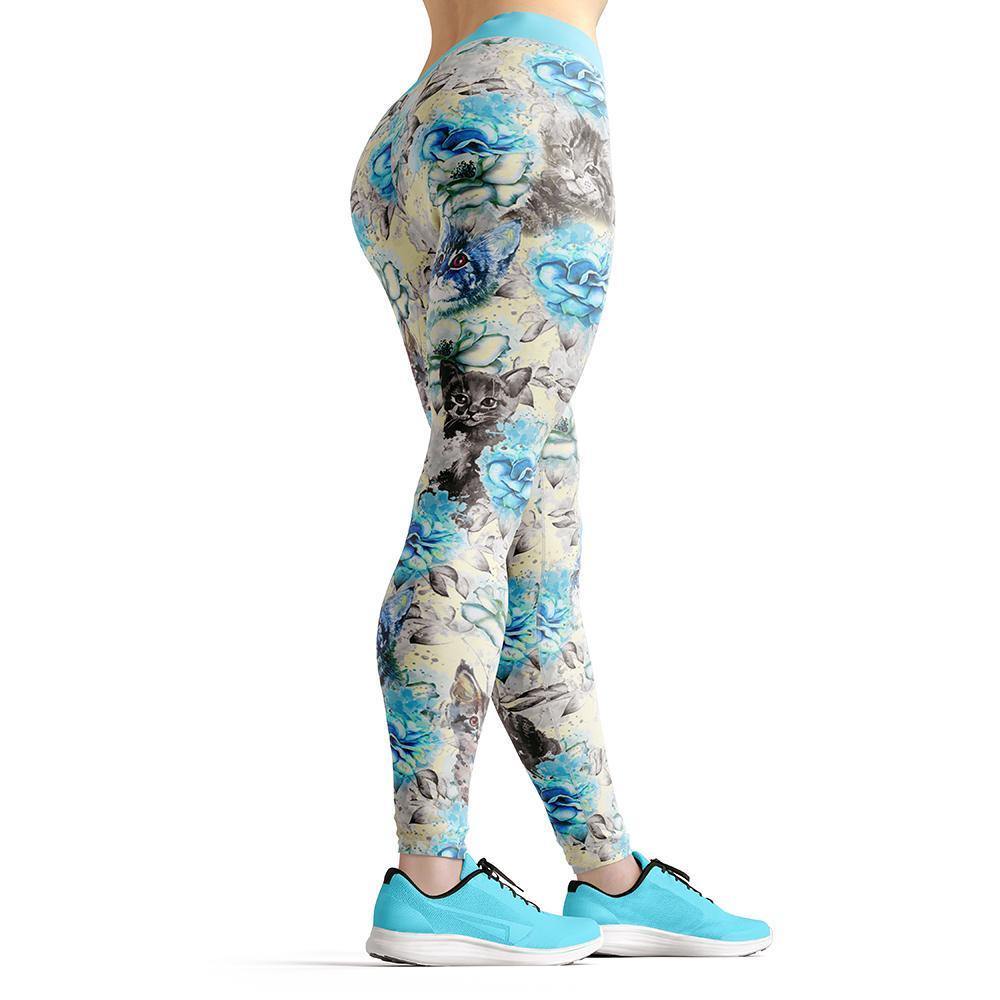 Beverly Blue Kittens & Flowers Leggings