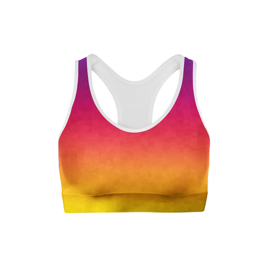 Sunset Triangles Color Back Sports Bra