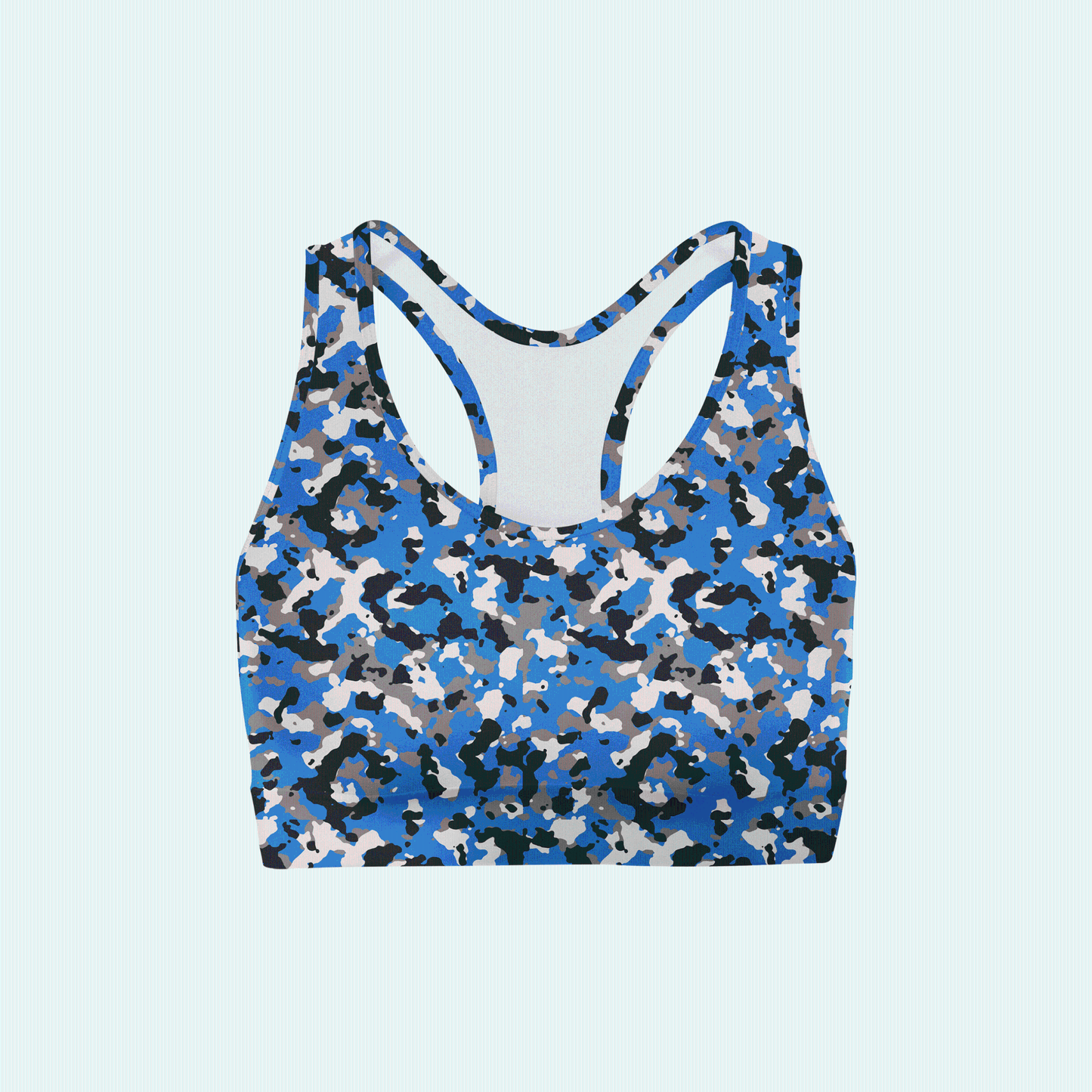 Blue Camo Back Color Sports Bra