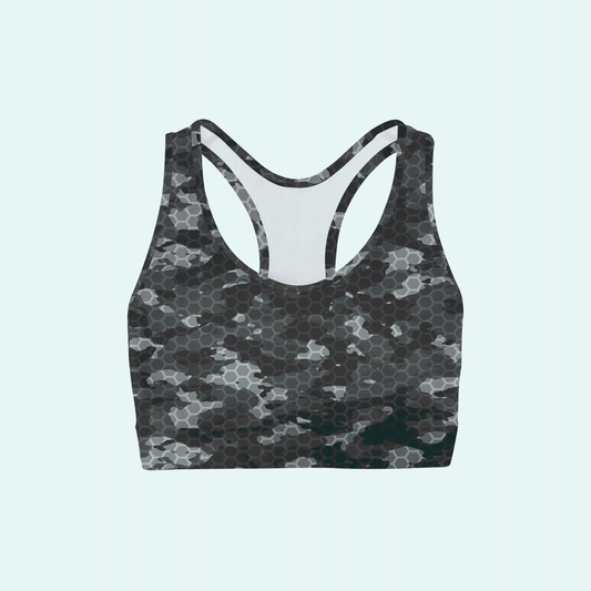 Black Hex Camo Back Color Sports Bra