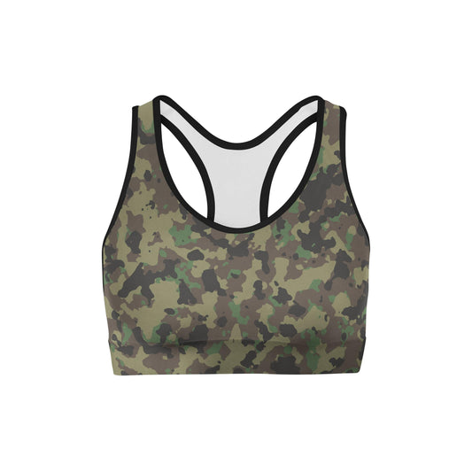 Dark Green Camo Sports Bra