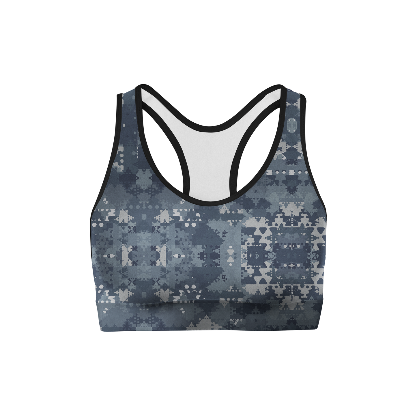 Digital Blue Camo Back Color Sports Bra