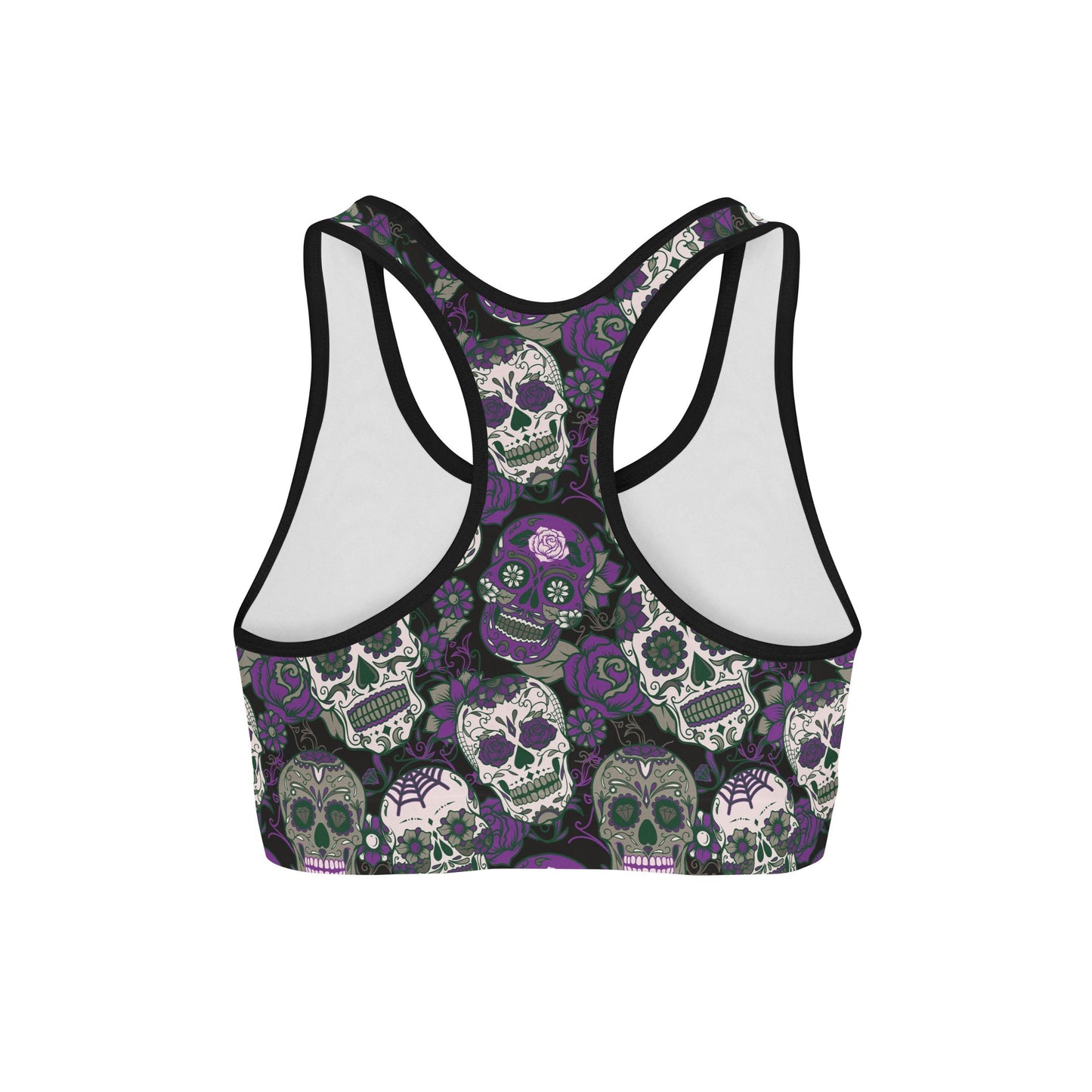 Purple Sugar Skulls Sports Bra