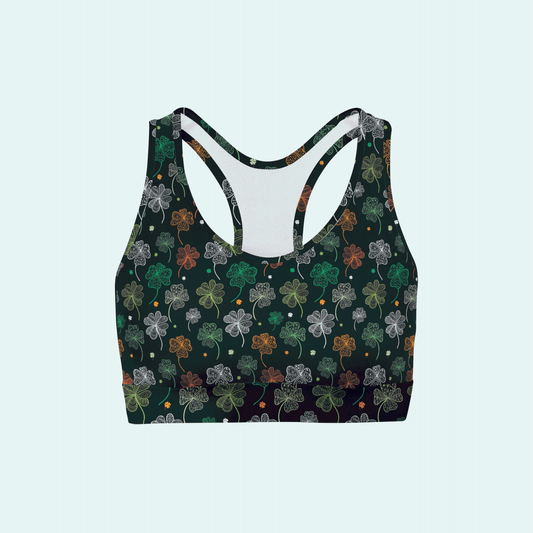 Colored Clovers Back Color Sports Bra