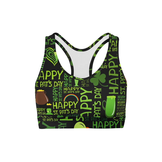 Happy St Patricks Back Color Sports Bra