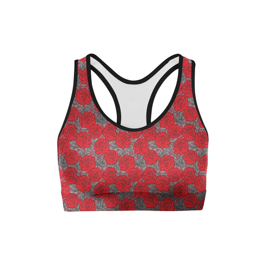 Drawn Roses Sports Bra