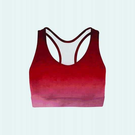 Crimson Triangles Color Back Sports Bra