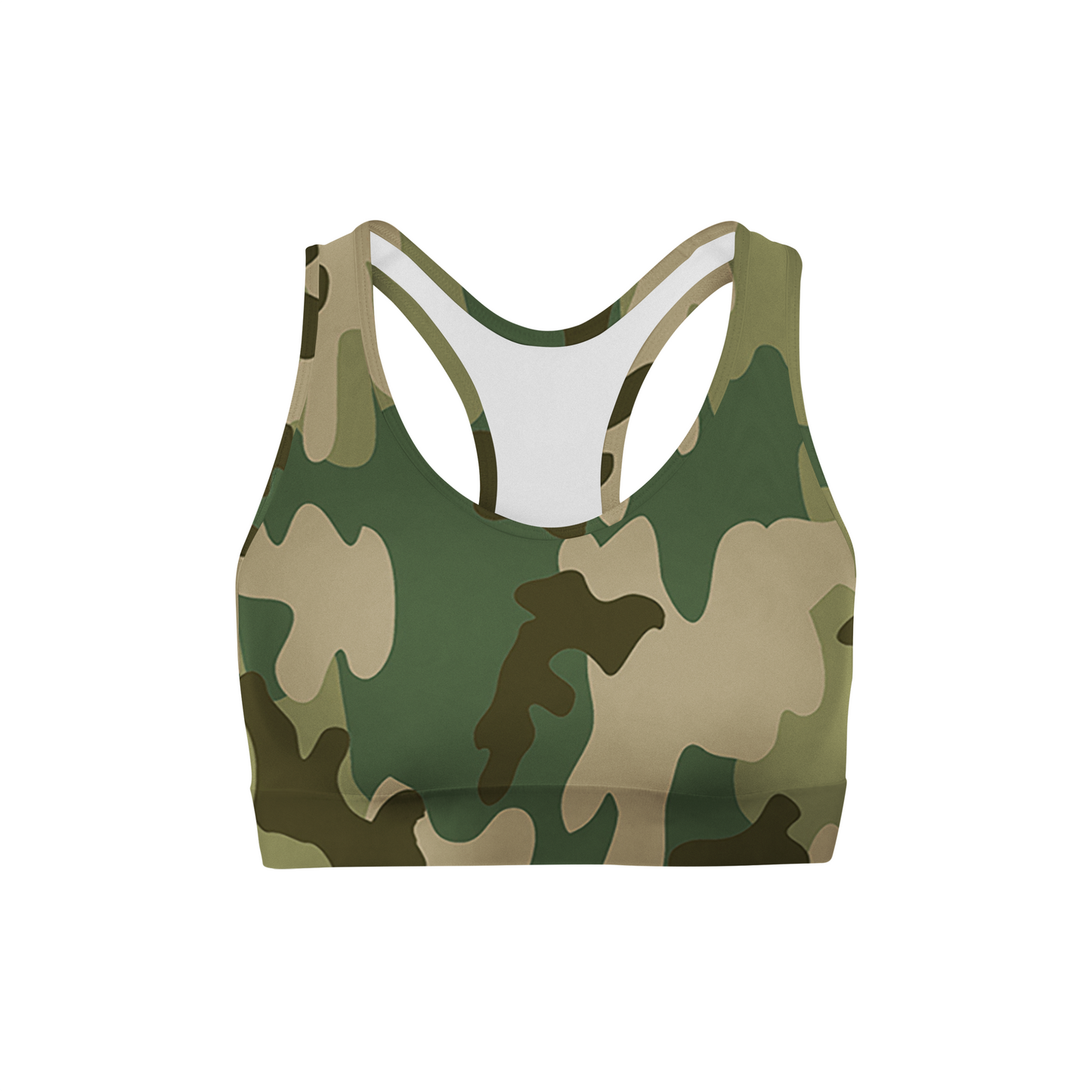 Green Camo Back Color Sports Bra