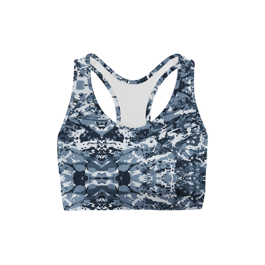 Navy Camo Back Color Sports Bra