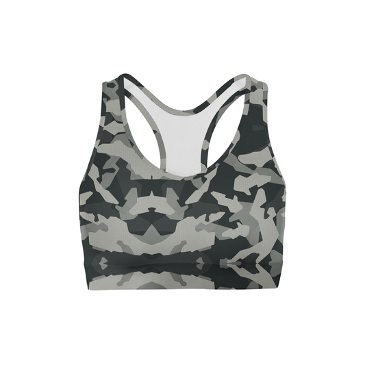 Digital Grey Camo Back Color Sports Bra