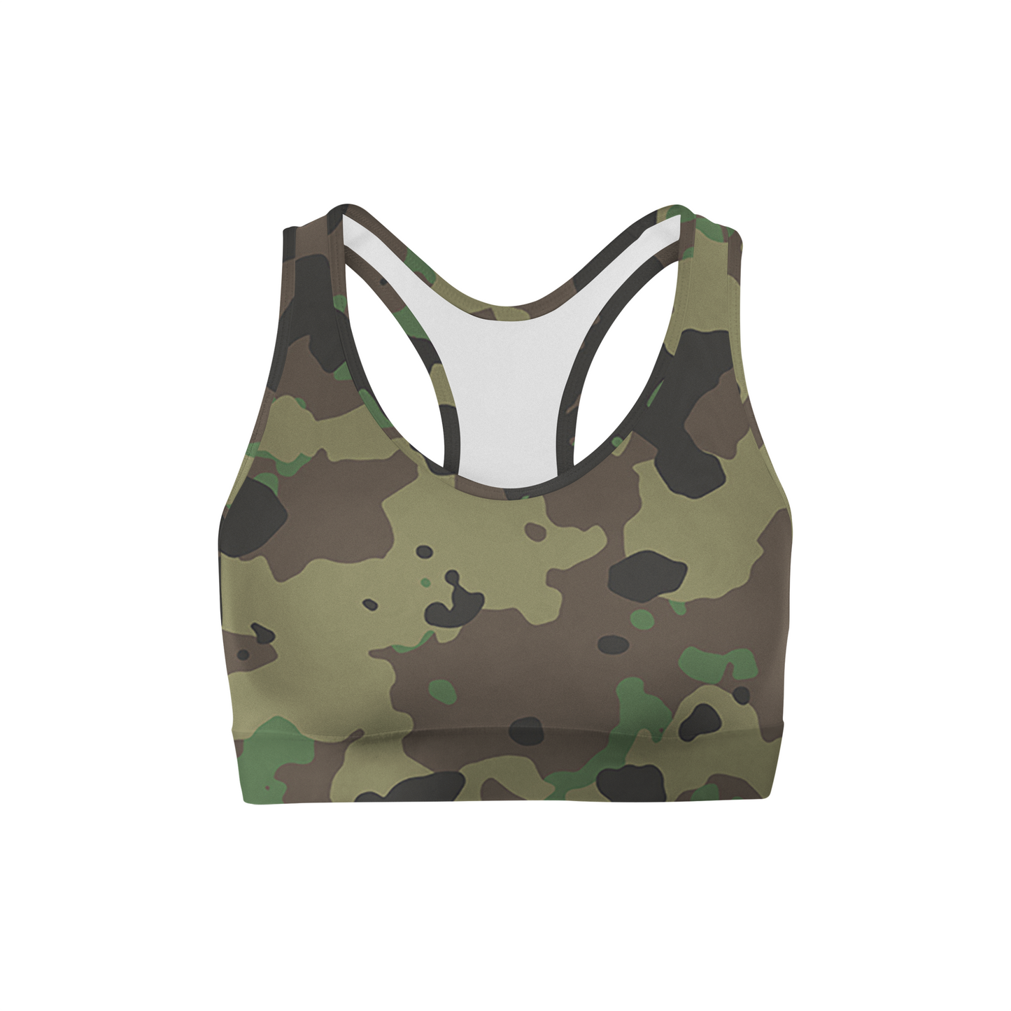 Dark Green Camo Back Color Sports Bra