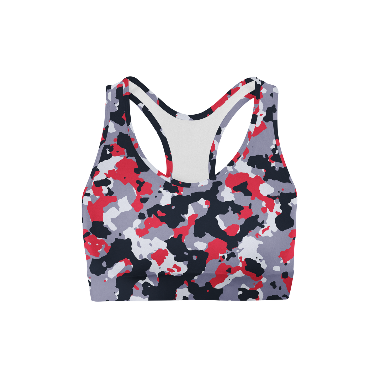 Red White Camo Back Color Sports Bra