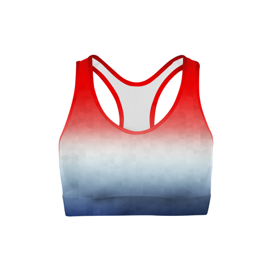 Patriotic Triangles Color Back Sports Bra