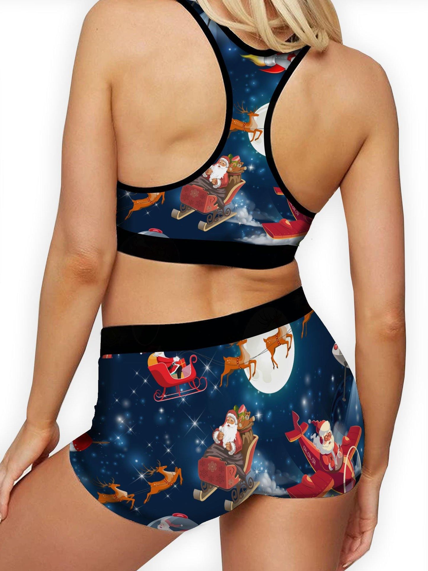 Christmas Santa In Space Ellie Sports Bra