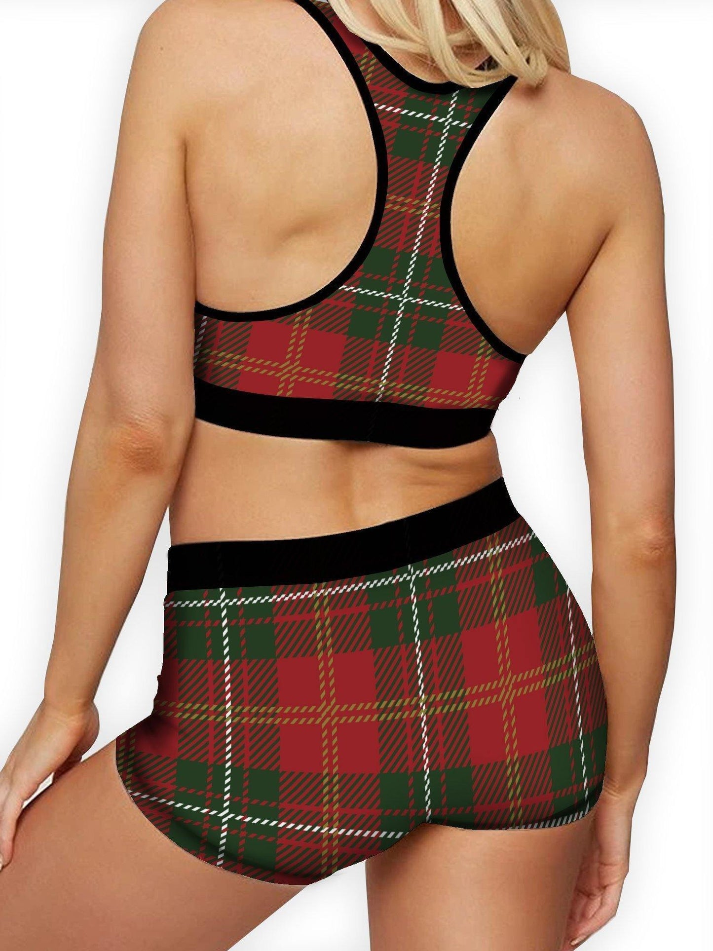 Red Green Plaid Ellie Sports Bra