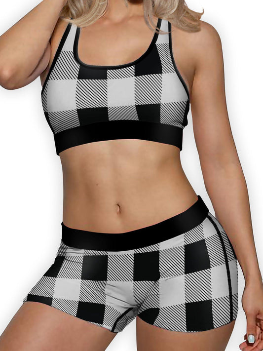 Black White Plaid Ellie Sports Bra