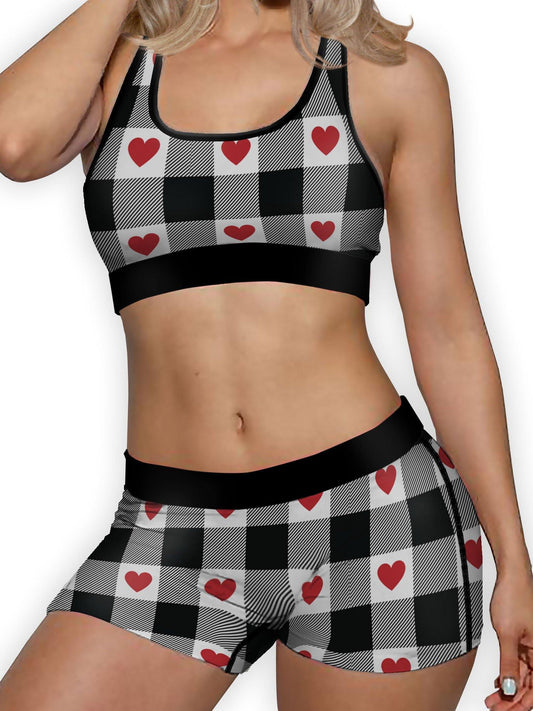 Plaid Hearts Ellie Sports Bra