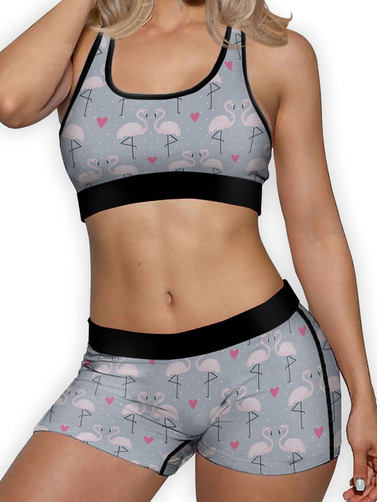 Flamingo Hearts Ellie Sports Bra