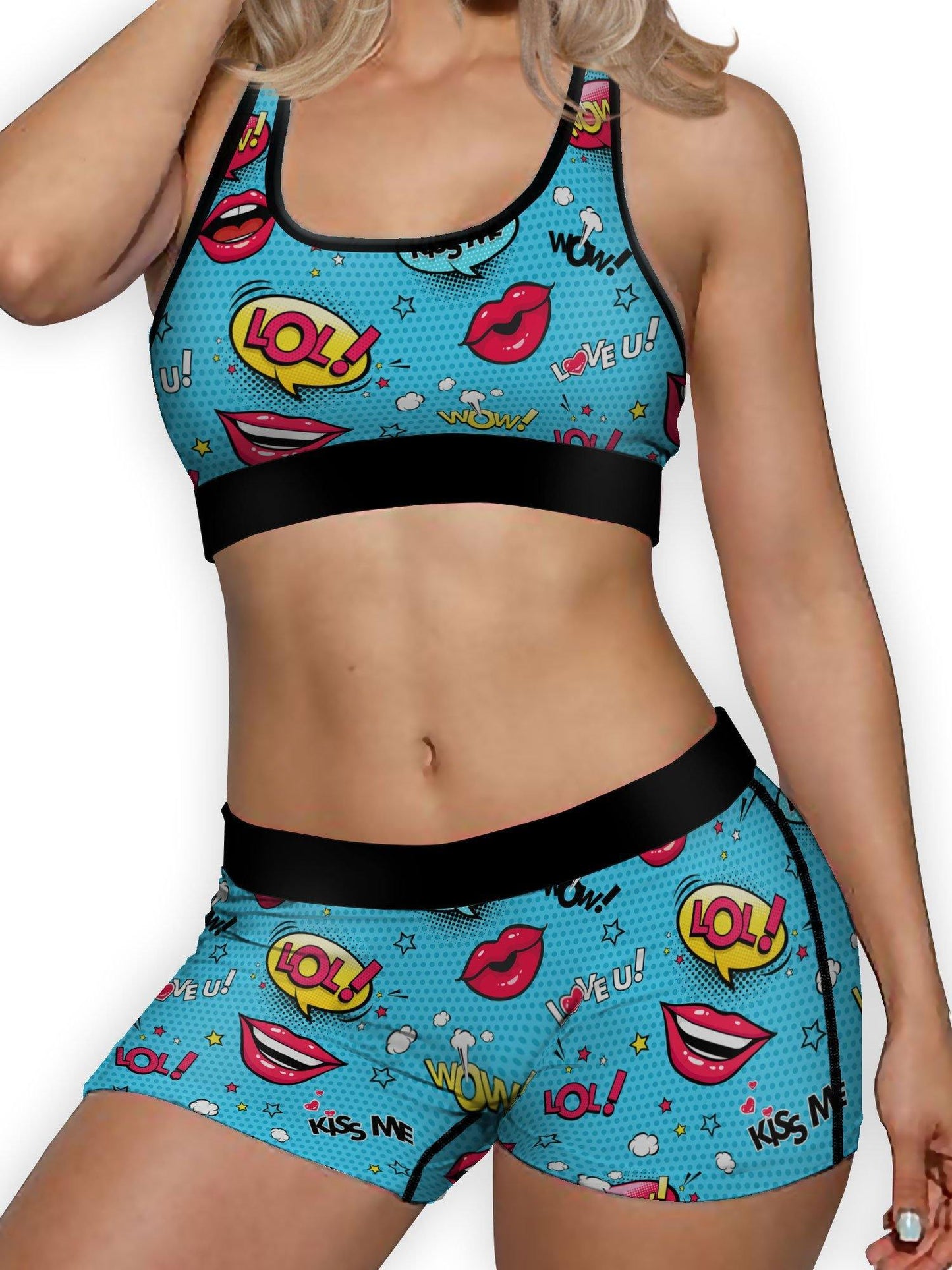 Pop Art Lips Ellie Sports Bra