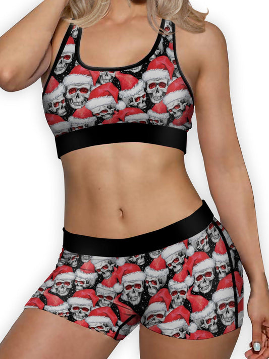 Christmas Santa Skulls Boy Short