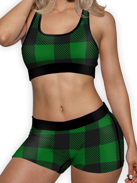 Green Black Plaid Boy Short